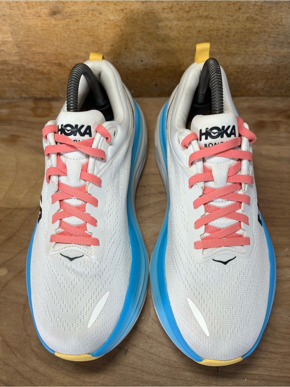 Hoka One One Bondi 8 REFLECTIVE Womens Sz 8.5 Running Shoes Sneakers White Blue - Picture 4 of 13